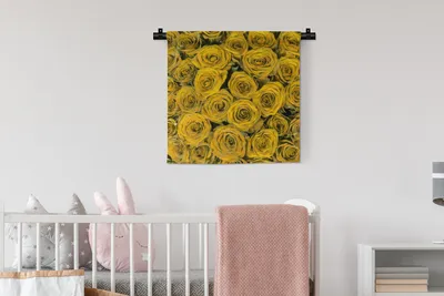 Produktbild von MuchoWow® Wandteppich Wandbehang Rosen - Gelb - Blumenstrauß 60x60 cm Tapisserie Dekoration Wandtuch - Dekorationen - Wand Decke
