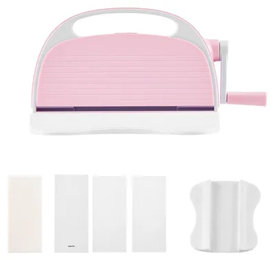 Image de SucceBuy, machine manuelle de découpe et de gaufrage, largeur de coupe de 76 mm, appareil portable avec plaques de découpe, poignée ergonomique, idéale pour l'artisanat, le scrapbooking, la création de cartes et les projets de loisirs créatifs