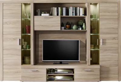 Produktbild von trendteam Wohnen Wohnwand Mondeo Eiche Sägerau hell 291 x 197 x 41 cm