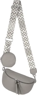 Produktbild von Bauchtasche Umhängetasche Kunstleder Crossbody-Bag Italy-Design GRAY (YB-5566)