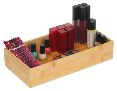 Bambus-Organizer 6x30x15 cm, Aufbewahrungsbox ohne Deckel, natur