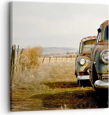 Produktbild von Bild auf Leinwand - Leinwandbild - Auto Alt Feld - 30x30cm - Wand Bild - Wanddeko - Wandbilder - Leinwanddruck - Bilder - Kunstdruck - Wanddekoration - Leinwand bilder - Wandkunst - AC30x30-0117