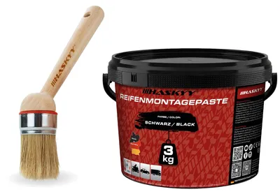 Produktbild von HASKYY Reifen Montagepaste Set 3kg Schwarz mit Pinsel 22cm