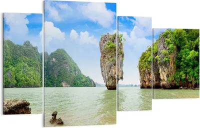 Produktbild von Bild auf Leinwand - Leinwandbild - Stein Strand Landschaft - 120x70cm - Wand Bild - Wanddeko - Leinwanddruck - Bilder - Kunstdruck - Wanddekoration - Leinwand bilder - Wandkunst - DL120x70-0224