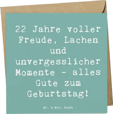 Produktbild von Mr. & Mrs. Panda Grußkarte Spruch 22. Geburtstag Freude - Meeresbrise - Geschenk, Happy Birthday, anlasskarte, Alter, zweiundzwanzig Jahre, Klappkarte, feiern, faltkarte