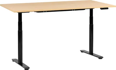 Produktbild von BELIANI Schreibtisch Hellbraun u. Schwarz Melamin 180x72cm Elektrisch Höhenverstellbar Rechteckig USB Metallgestell Modern Büro Steh-Sitz Stehtisch