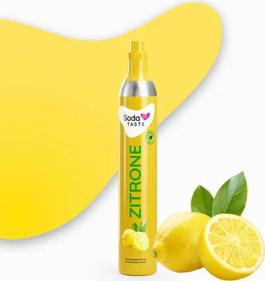 Immagine prodotto di SodaTASTE Lemon - Bombola di scambio di CO2, senza zucchero per un massimo di 60 litri di acqua frizzante aromatizzata (ATTENZIONE: è necessaria una bombola vuota)