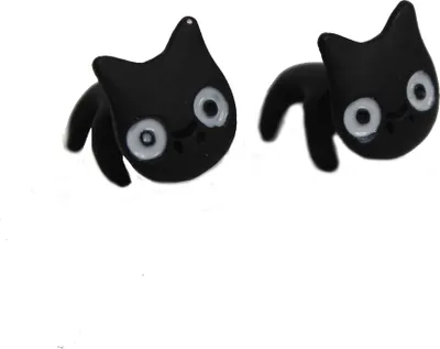 Produktbild von 3D Katzen Ohrstecker Ohrringe in der Farbe Schwarz