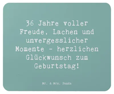 Produktbild von Mr. & Mrs. Panda Mouse Pad Spruch 36. Geburtstag - Meeresbrise - Geschenk, notebook mauspad, laptop mousepad, Freude, Geburtstagsgeschenk, Happy Birthday, computer