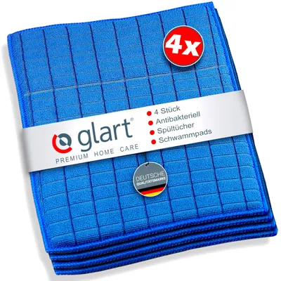 Immagine prodotto di Glart, 4 panni per la pulizia antibatterici, spugne in microfibra, dimensioni 17x23 cm