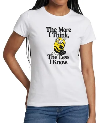 Produktbild von Spreadshirt Minions The More I Think The Less I Know Denken Frauen T-Shirt, XXL, Weiß