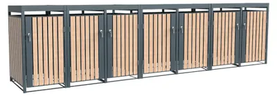 Produktbild von Westmann Metall Mülltonnenbox Planta 7x240 L Mülltonnenbox mit Pflanzdach 84x464x124 cm