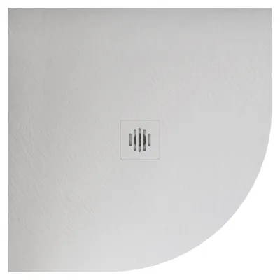 Produktbild von Duschspa 90x90x3cm Viertelkreis Duschwanne mit Plastik Ablaufabdeckung Ablaufgarnitur Weiß Schiefereffekt Duschtasse