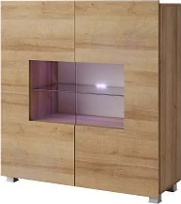 Produktbild von Furmeb24 - CALABRINI - Zweitrige Kommode mit Glas-regal , LED