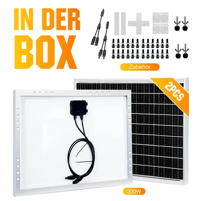 Obrázok produktu pre 200W monokryštalický solárny systém fotovoltaický solárny modul solárny panel s 1 až 2 solárnymi panelmi Y odbočným káblom