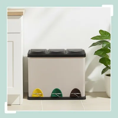 Image de Poubelle de cuisine, 3 compartiments, 8 L chacun