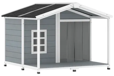 Obrázek produktu pro Pesí bouda s terasou | Barva: Šedá | Rozměry: 103 x 107 x 83,5 cm