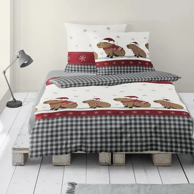 Produktbild von Traumschlaf Biber Bettwäsche Capybaras grau 135x200 cm + 80x80 cm