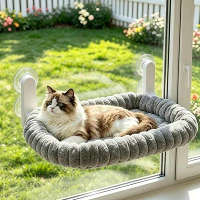 Produktbild von Katzenliege, extra groß (55 x 40 cm) - faltbar - mit 4 Saugnäpfen - ultimativer Komfort für Katzen