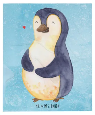 Produktbild von Mr. & Mrs. Panda Kuscheldecke Pinguin Diät - Eisblau - Geschenk, Tagesdecke, Schlafdecke, Kuschelige Decke, Foodbaby, Bettdecke, Abnehmen, Motivation