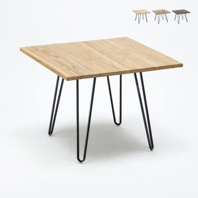 Produktbild von Tisch aus Stahl und Holz im Industrie Stil 80x80 für Bar und Haus Hammer - Beige