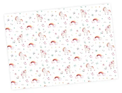 Obrázek produktu pro 5 listů balicího papíru jednorožec pastelové akvarelové barvy - 1,60€/m2- 84,1 x 59,4 cm duha