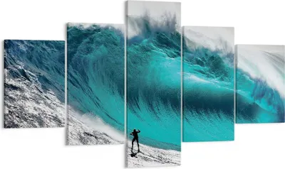 Produktbild von Bild auf Leinwand - Leinwandbild - 5 Teile - Surfen Welle Türkis - 125x70cm - Wand Bild - Wanddeko - Wandbilder - Leinwanddruck - Bilder - Wanddekoration - Leinwand bilder - Wandbild - EA125x70-4351