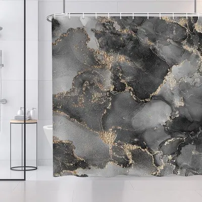 Obrázek produktu pro Koupelnová záclona 180 x 180 cm – moderní – voděodolná a lze prát v pračce