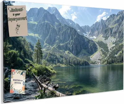 Produktbild von Magnettafel 60x40cm magnetisch & beschreibbar Metall-Board - Berglandschaft See
