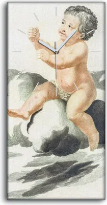 Produktbild von Wandbild Leinwand Bilder mit Uhr 30x60 Zeichnung Antike Engel Kind Baby Kunst - weiße Hände