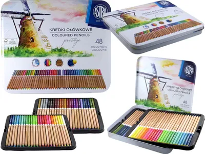 Produktbild von Astra Prestige 48 farben Farbstifte Buntstifte Malstifte Zedernholz Metall-Box