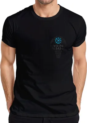 Produktbild von Viking Dad Personalisiertes Wikinger Papa Shirt Personalisierbar mit Kindernamen Vegvisir Hugin Munin Odin Raben Herren T-Shirt, Schwarz, 3XL