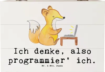 Produktbild von Mr. & Mrs. Panda Holztruhe Denker Softwareentwickler 22 x 15 cm - Weiß - Geschenk, Denken, Softwareentwicklung, Berufe, personalisierte Geschenke, Beruf, Kreativität, Box