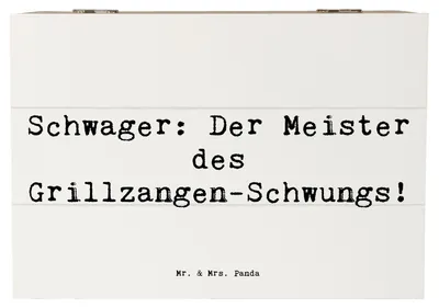 Produktbild von Mr. & Mrs. Panda Box Spruch Schwager Grillmeister 22 x 15 cm - Weiß - Geschenk, Erinnerungsbox, persönliche Erinnerungen, Geschenke, Humor, truhe holz, Handarbeit
