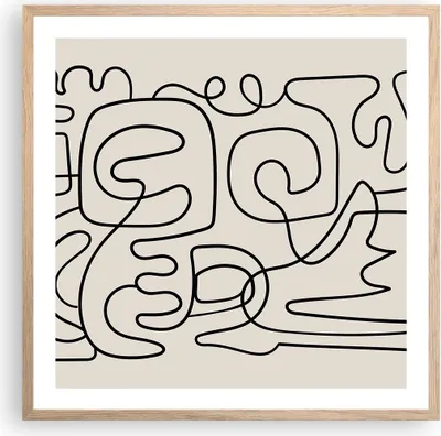 Produktbild von Gerahmtes Poster - Rahmen in heller Eiche - Linien Figuren Formen - 60x60 cm - Wand Bild - Wanddeko - Wandbilder - Kunstposter - Wandposter - Bilderrahmen - Bilder - Kunstdruck - P2NAC60x60-5121