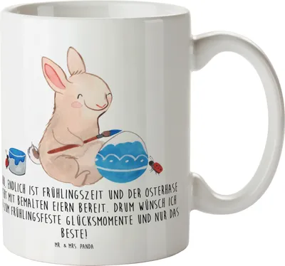 Produktbild von Mr. & Mrs. Panda Kinderbecher Hase Marienkäfer - Weiß - Geschenk, Osterhase, Haferl, Frühling, Ostergeschenke, Ostergrüße, Trinklernbecher, Reisebecher, Ostern, Ostereier