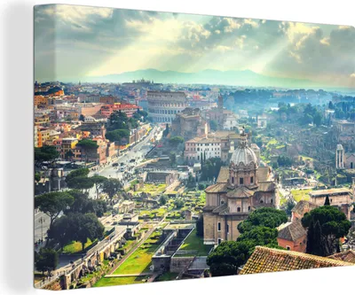 Produktbild von OneMillionCanvasses® - Leinwandbilder - 140x90 cm, Römer - Rom - Markt, Wandbilder Kunstdruck Wanddekoration
