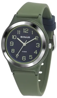 Produktbild von SINAR Jugenduhr Armbanduhr Analog Quarz Jungen Silikonband XB-48-3 grün blau