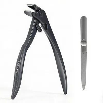 Image de Coupe-ongles pour pieds avec système de récupération pour les ongles épais, manche long, ouverture de 9 mm, en acier inoxydable