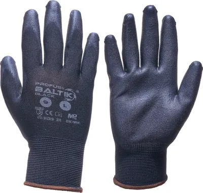 Produktbild von 12 Paar Arbeitshandschuhe Mechanikerhandschuhe Polyurethan Schwarz (BALTIK-B-12) Gr. 6