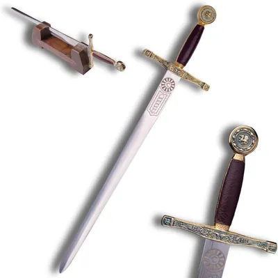 Image de Epée coupe-papier 27 cm avec support - Mini épée en métal - Réplique historique - Cadeau & Décoration (01)