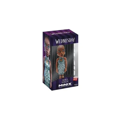 A collectible figurine of Bianca Barclay from the TV series Wednesday, presented in its packaging.
