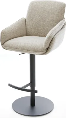 Produktbild von DELIFE Barstuhl Luan-Flex Webstoff Soft Beige Drehfuß höhenverstellbar Metall Schwarz