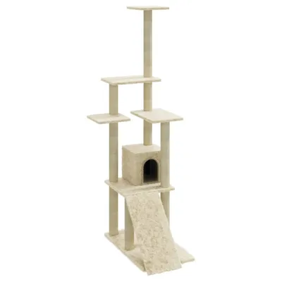 Produktbild von vidaXL Kratzbaum mit Sisal-Kratzsäulen Creme 155 cm