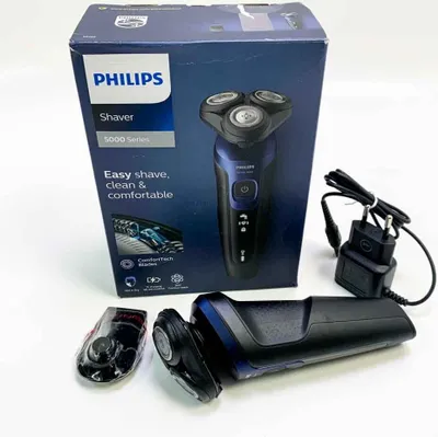 Produktbild von Philips SHAVER Series 5000 S5465/18 Elektrischer Nass- und Trockenrasierer, Rotationstrasierer, Blau, ComfortTech Blades, Tasten, LED, Replace every 2 yrs with SH30