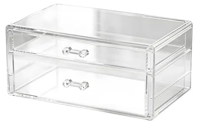 Immagine prodotto di Cassetto organizzatore trasparente in acrilico a 2 scomparti - 23,6 x 13,5 x 10,4 cm