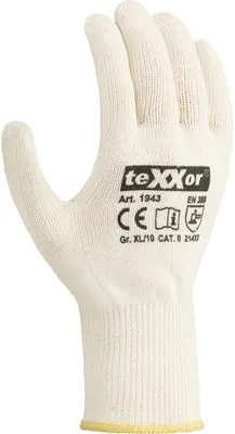 Produktbild von teXXor® Mittelstrick-Handschuhe BAUMWOLLE/NYLON, Weiß/blaue Noppen