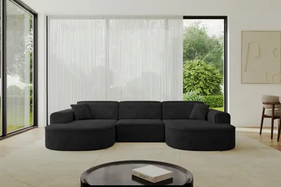Produktbild von ALTDECOR Ecksofa - MARI-U1 - 303x171x79,5 - Schwarz Corner Sofa Eckcouch Couch U-Form, Wohnlandschaft
