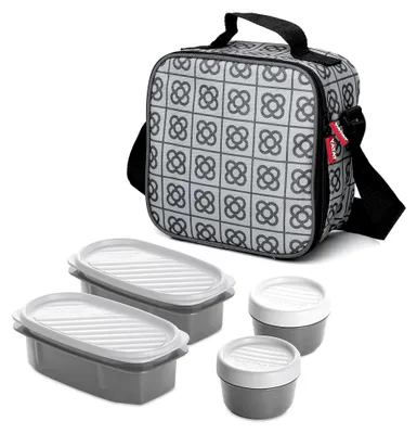 Produktbild von Kühltasche klein mit 3L Kapazität und 4 Kunststoff-Frischhaltedosen (2 x 0,5 l, 2 x 0,2 l), BPA-frei, Barcelona