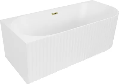 Immagine prodotto di Mexen Gia vasca da bagno freestanding ad angolo sinistra 170 x 80 cm, bianca opaca, troppo pieno dorato - 52701708001L-50